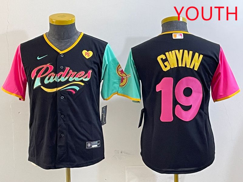 Youth San Diego Padres #19 Gwynn Black City Edition Game 2025 Nike MLB Jersey style 10->youth mlb jersey->Youth Jersey